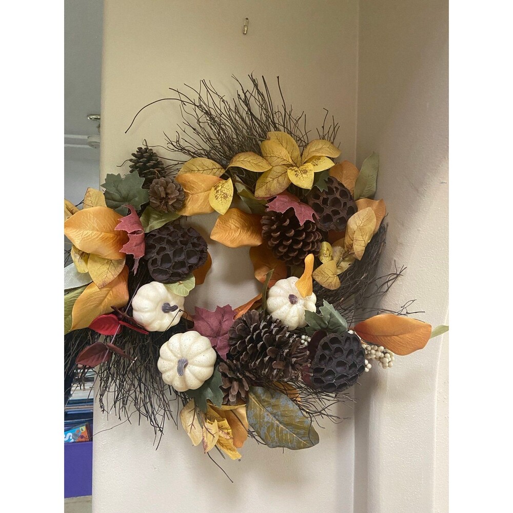 VGUC 22 Inch Autumn Fall Dried and Artificial Floral Wreath